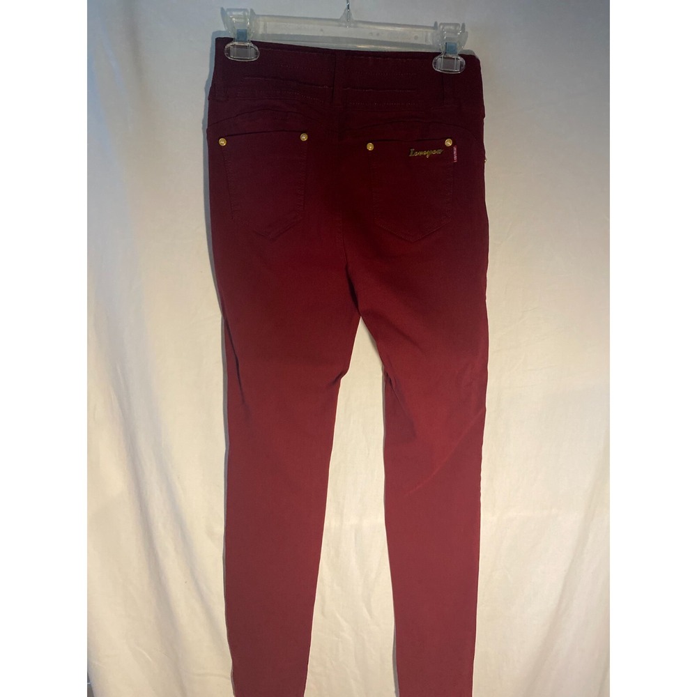 Women's Button Stretch Pants "Love You" Burgundy with Pearl-Gold Accents Size M - Picture 5 of 7